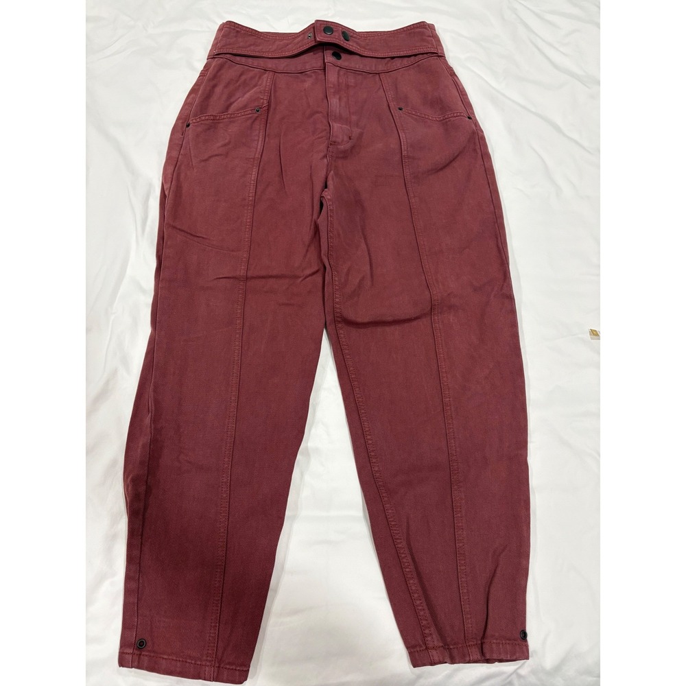 BDG Barrel High Waisted Belted Jean Burgundy Red Size 30 Urban Indie Sleeze